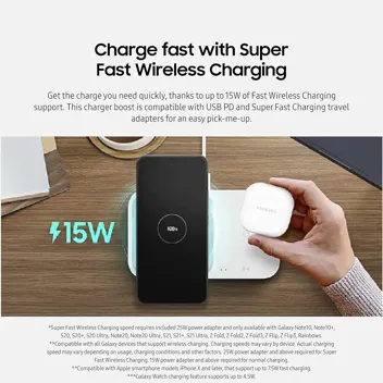 15W Wireless Charger Single Cordless Super Fast Charging Pad