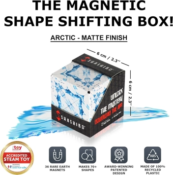 SHASHIBO Shape Shifting Box - Award-Winning, Patented Fidget Cube w/ 36 Rare Earth Magnets - Transforms Into Over 70 Shapes, Download Fun in Motion Toy