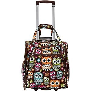 16" Rockland Melrose Upright Wheeled Underseater Carry-On Luggage (Owl)