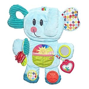 10" Playskool Babies' Fold 'n Go Elephant Stuffed Animal Tummy Time Toy (Blue)