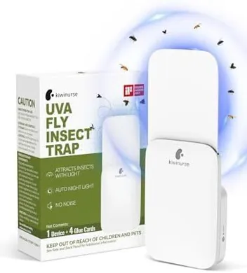 KiwiNurse 395nm UV Light Plug-in Fruit Fly Trap with 4 Glue Cards