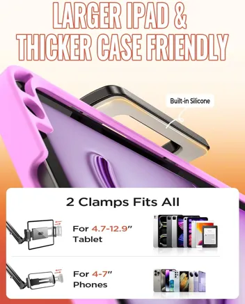 Lisen 2E41 34.6" Long Arm Gooseneck 4-12.9" Tablet & Smartphone Arm Mount