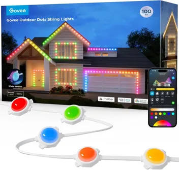 100ft (2x 50ft) RGBIC LED Color Smart Outdoor Dots String Lights