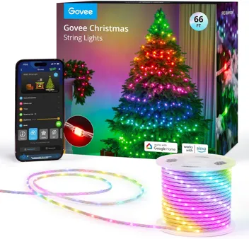 66ft RGBIC Smart Waterproof Christmas String Lights with 125+ Scenes Modes