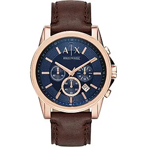 A|X Exchange Chronograph Brown Leather Watch (Model: AX2508)