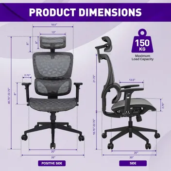 Actfull Ergonomic Mesh Back Office Chair with Lumbar Support & Headrest