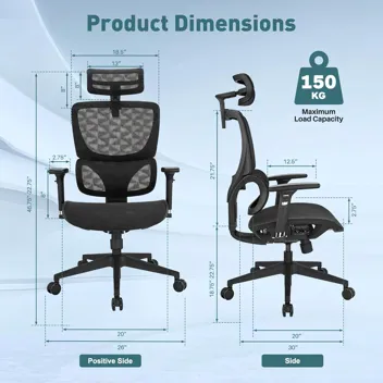 Actfull Ergonomic Mesh Back Office Chair with Lumbar Support & Headrest