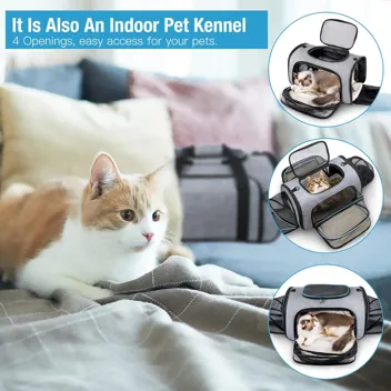 Airline Approved Small Pet Travel Carrier 4-Way Expandable with Removable Fleece Pad