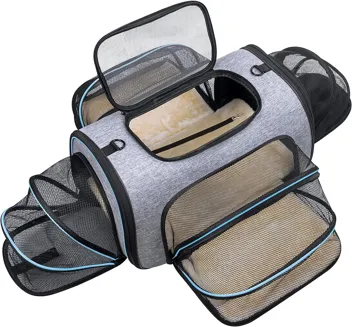 Airline Approved Small Pet Travel Carrier 4-Way Expandable with Removable Fleece Pad