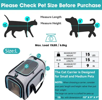 Airline Approved Small Pet Travel Carrier 4-Way Expandable with Removable Fleece Pad