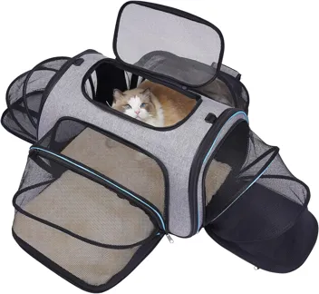 Airline Approved Small Pet Travel Carrier 4-Way Expandable with Removable Fleece Pad