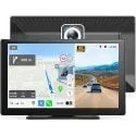 9" Wireless Apple Carplay & Android Auto Portable Car Stereo with 4K ADAS Dash Cam & 1080p Bacup Camera