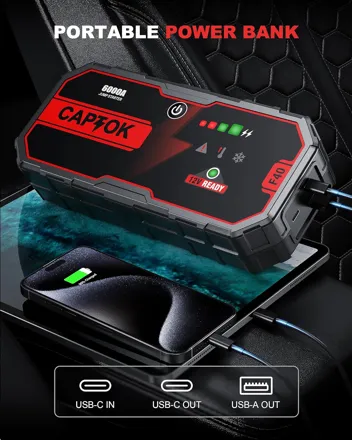 Captok 6000A 12V Car Jump Starter (Up to 13L Gas, 13L Diesel)