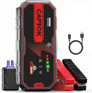 Captok 6000A 12V Car Jump Starter (Up to 13L Gas, 13L Diesel)