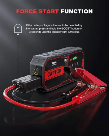 Captok 6000A 12V Car Jump Starter (Up to 13L Gas, 13L Diesel)