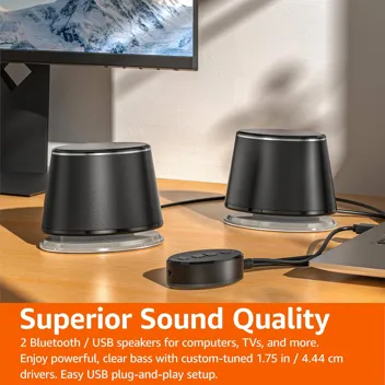 Bluetooth and USB Computer Speakers with Blue Lighting