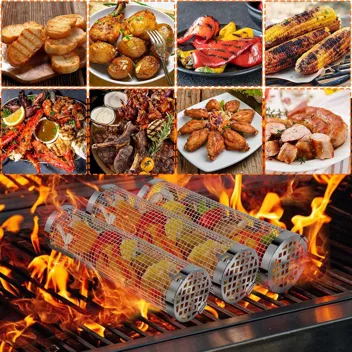 Wkovki Rolling Grilling Basket (3-Piece)