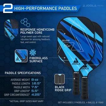 Joola Ben Johns Fiberglass & Honeycomb Polypropylene Pickleball Set (2x Paddles