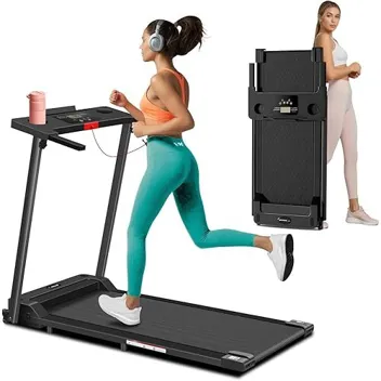3.0HP 0.6-6.2mph 12-Program Folding Portable Treadmill with LED Display