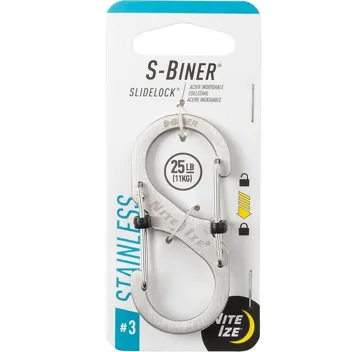 Size-3 S-Biner SlideLock Dual Stainless-Steel Carabiner (Locking Gates)