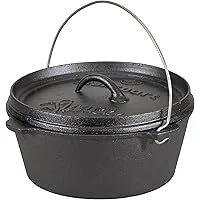 Pre-Seasoned 4QT Flat Bottom Cast Iron Dutch Oven