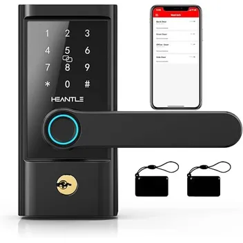 Heantle Keyless Entry Fingerprint Keypad IC Card Smart Door Lock & Lever