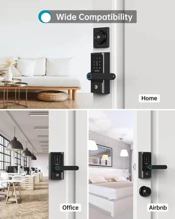 Heantle Keyless Entry Fingerprint Keypad IC Card Smart Door Lock & Lever