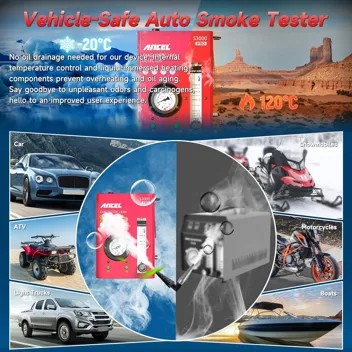 S3000 Pro Automotive Smoke Machine & Diagnostic Leak Detector with Built-in Pump, Pressure Gauge