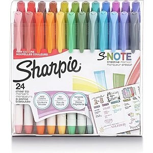 S-Note Creative Markers, Assorted Colors, Chisel Tip, 24 Count