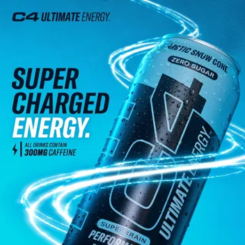 C4 Ultimate Sugar Free Energy Drink 16oz 2 cases of 12| Arctic Snow Cone