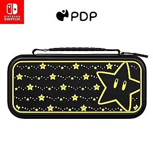 PDP Switch Travel Case w/ Wrist Strap & Built-In Stand (Mario Star Glow in the Dark)