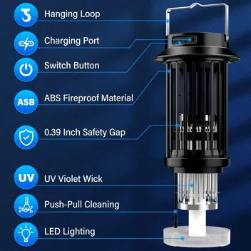 Palone 2600mAh UV Light USB-Rechargeable Portable Bug Zapper & Lamp