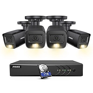 ANNKE Security Camera System w/ 4 x IP67 CCTV 3K 5MP Camera + 8CH 3K Lite H.265+ Surveillance DVR + 1TB HDD