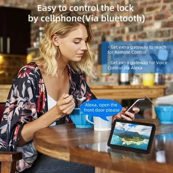 Smonet Keyless Entry Fingerprint Keypad Smart Deadbolt Door with Handle