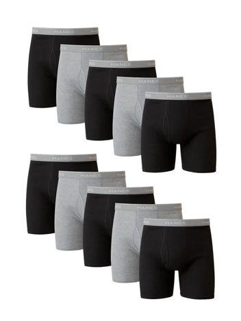 10-Pack Men's Super Value Pack Black/Grey Boxer Briefs