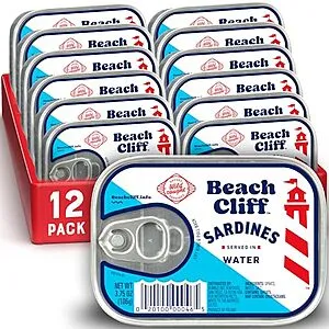 12-Count 3.75-Oz Beach Cliff Wild Caught Sardines in Water