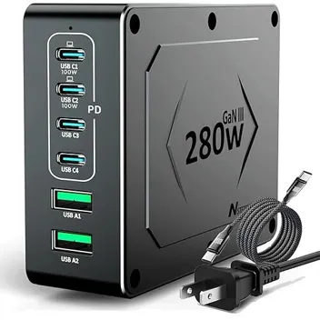 Nstfzbyfc 280W 6-Port USB GaN III Charging Station