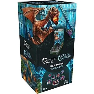 Campaign Dice Tower w/ 7 Polyhedral Dice for Role-Playing Board Games