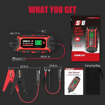 Gooloo S6 6 Amp 12V Car Smart Battery Charger and Maintainer