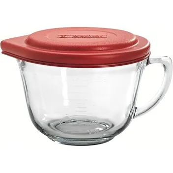 Glass Mixing Bowl w/ Red Lid (2-Quart)