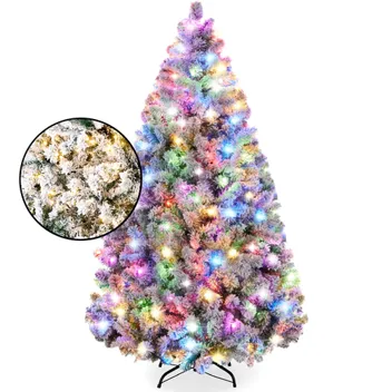 Best Choice Products 6ft Pre-Lit 250-LED Flocked Branches Christmas Pine Tree