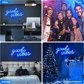 Olekki Blue Good Vibes Neon Sign