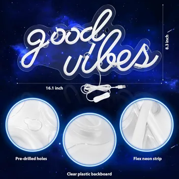 Olekki Blue Good Vibes Neon Sign