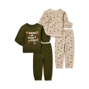 Garanimals Toddler Boys Fleece Sweatshirt and Sweatpants Outfit Set 4-Piece Sizes 2T-5T