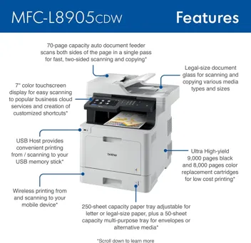 MFC-L8900CDW Business Color Laser All-in-One Printer Amazon