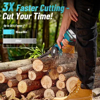 6" 21V Cordless Mini Chainsaw w/ 2x Batteries