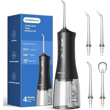 300ml IPX7 Waterproof Cordless Water Flosser with 4x Jet Tips