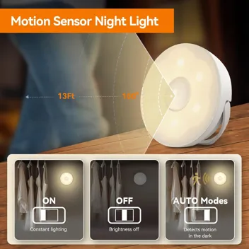 Motion Sensor LED Night Lights (USB-C Rechargeable, Magnetic/Adhesive Holding)