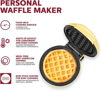 Holstein Housewares Personal/Mini Waffle Maker - 4-inch