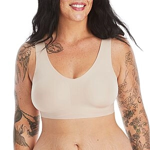 Seamless Wireless, Lightweight Full-Coverage Wirefree T-Shirt Bra (S-3XL), Nude, X-Large